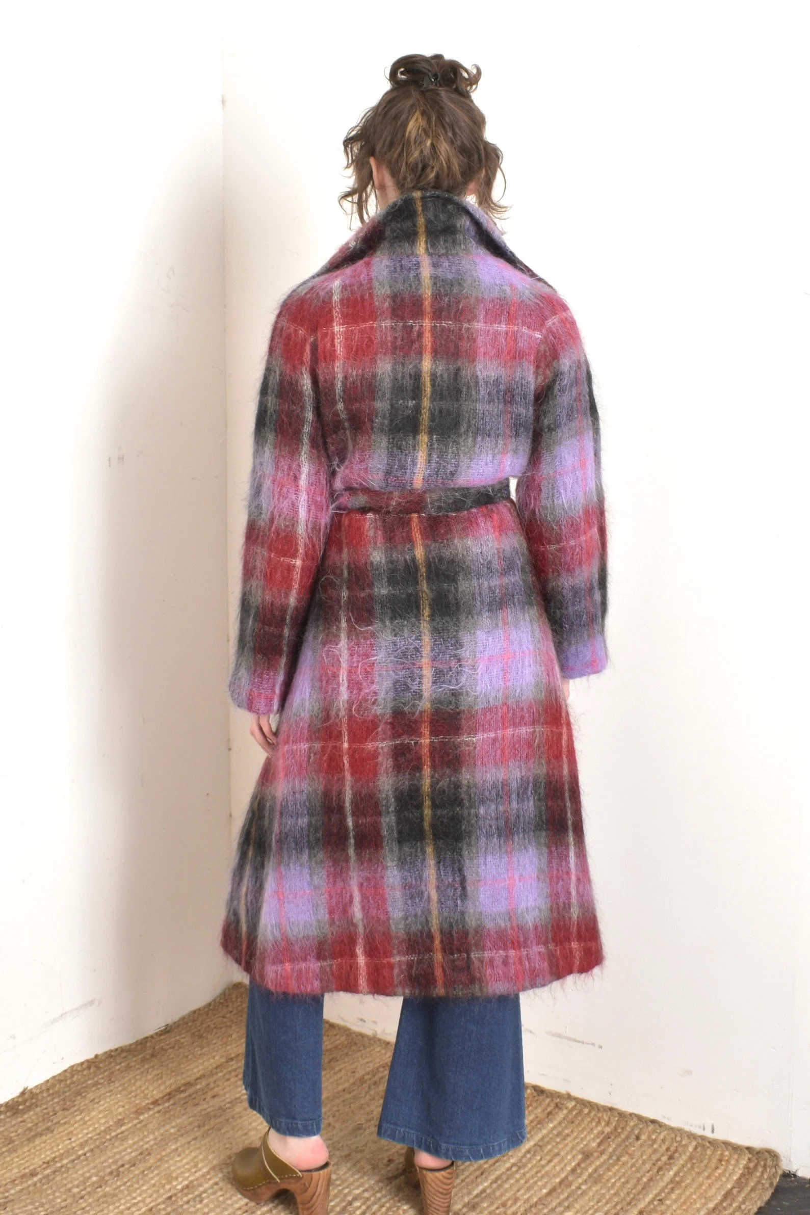 1970s Plaid Mohair Wrap Coat-S/M/L — La Poubelle Vintage
